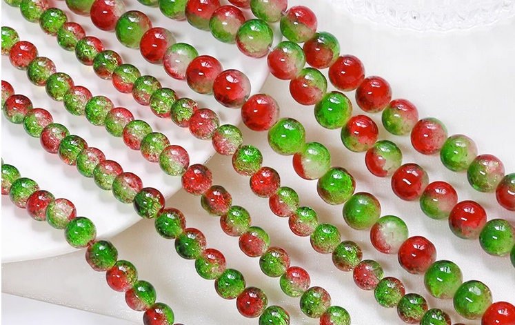 Crystal green beads -  crystal red beads - crystal Beads - Round Shape