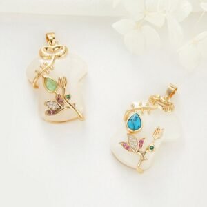 micro-inlaid imitation jade clothing with DIY jewelry accessories 2pcs