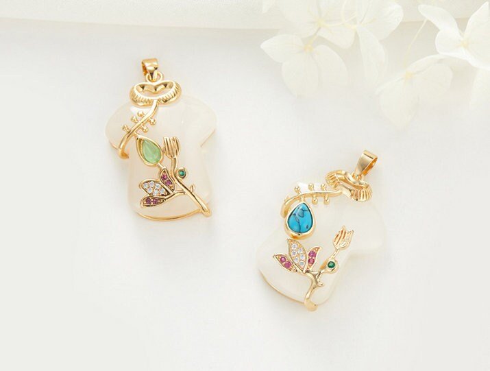 micro-inlaid imitation jade clothing with DIY jewelry accessories 2pcs