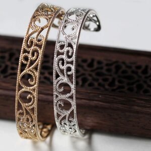 Filigree Cuff Bracelet- cuff bracelet blank - Filigree Bracelet Blank - Adjustable Bangle  -Brass Filigree Cuff -2pcs