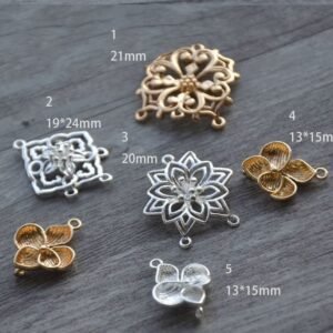 silver or gold plated flower pendant - Flower Connector - Flower Brass Pendant - 6 pcs