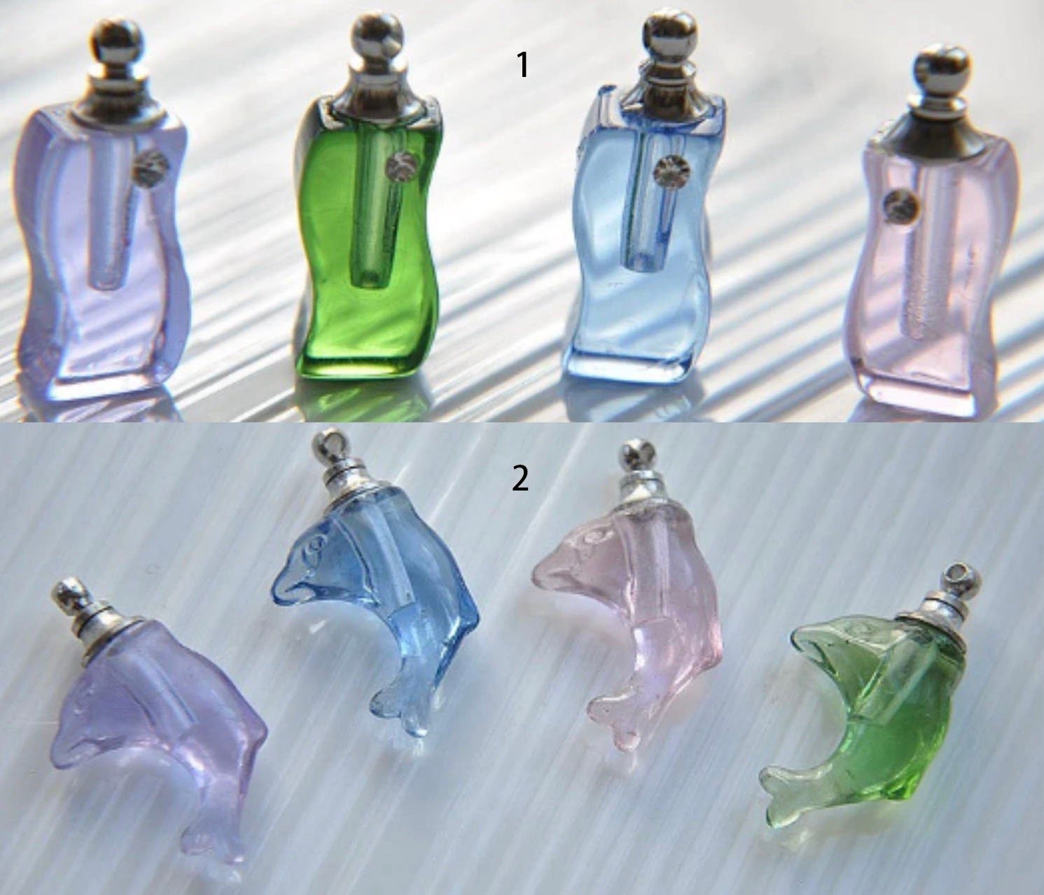 glass beads bulk - blue glass beads-5pcs glass bottle pendant finding (can be opened)