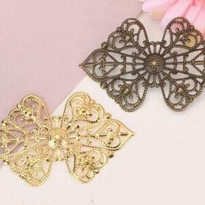 Antique Bronze Bow Shape Filigree Embellishment Findings  for DIY Jewelry Making