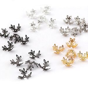 50pcs Gold, silver and Bronze Filigree Flower Bead Caps with Hole | Brass Metal Bead Caps for Jewelry Making Supplies