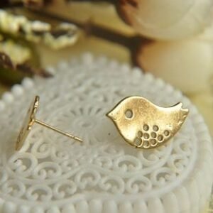 10 pcs gold stud earrings - bird ear post - Brass Ear post - stud earring finding - Gold Ear post on sale