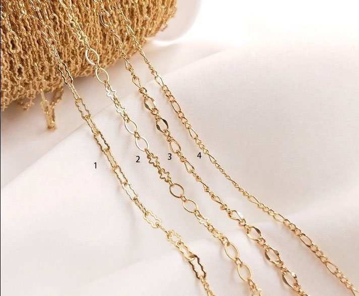 3 meter Figaro chain  - cable link chain - dainty gold  chain - unique gold chain - thick gold   chain