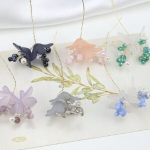 4pcs Acrylic Flower Dangle - Lovely Jelly Colored Beaded Flowers