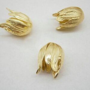 6pcs Brass Bead Caps | Large Tulip Bead Caps | Brass Tulip Findings | Small Bead Caps