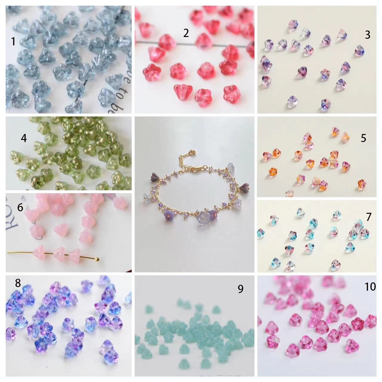 40pcs Czech Glass Flower Petal Beads - Floral Glaze Beads for DIY Jewelry Making