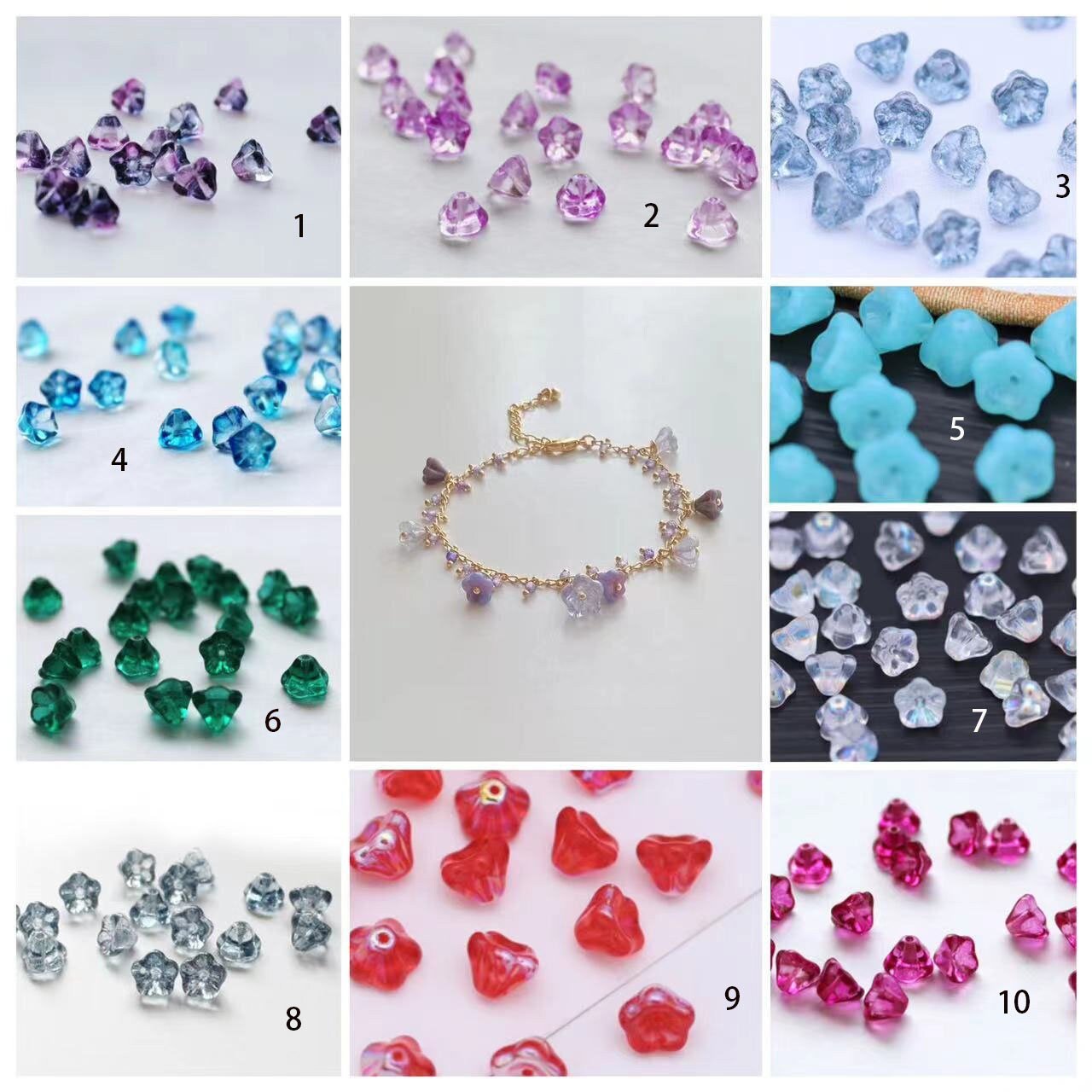 20pcs Czech Glass Flower Petal Beads - Floral Glaze Beads for DIY Jewelry Making