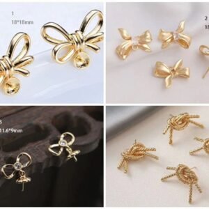 Copper Plated Gold Bowknot Earrings | DIY Jewelry Making Supplies for Elegant Creations 4pcs