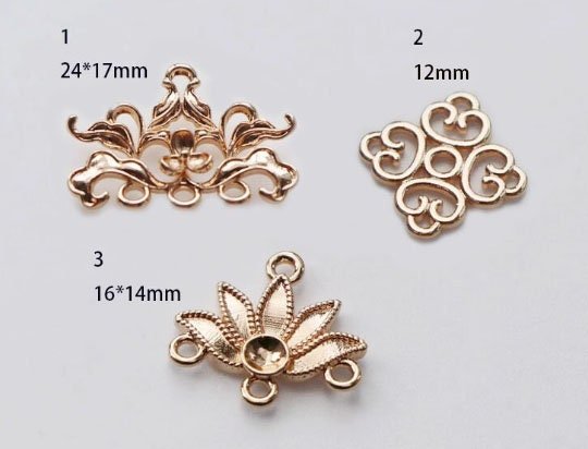 6pcs filigree jewelry findings - Brass Filigree Connectors  Setting Cab Base For DIY Jewelry Making