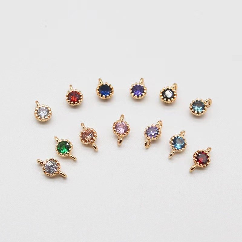 10pcs round Shape Zircon Charm , CZ Pave Mini round charm Cubic Zircon Charm ,Jewelry Supplies