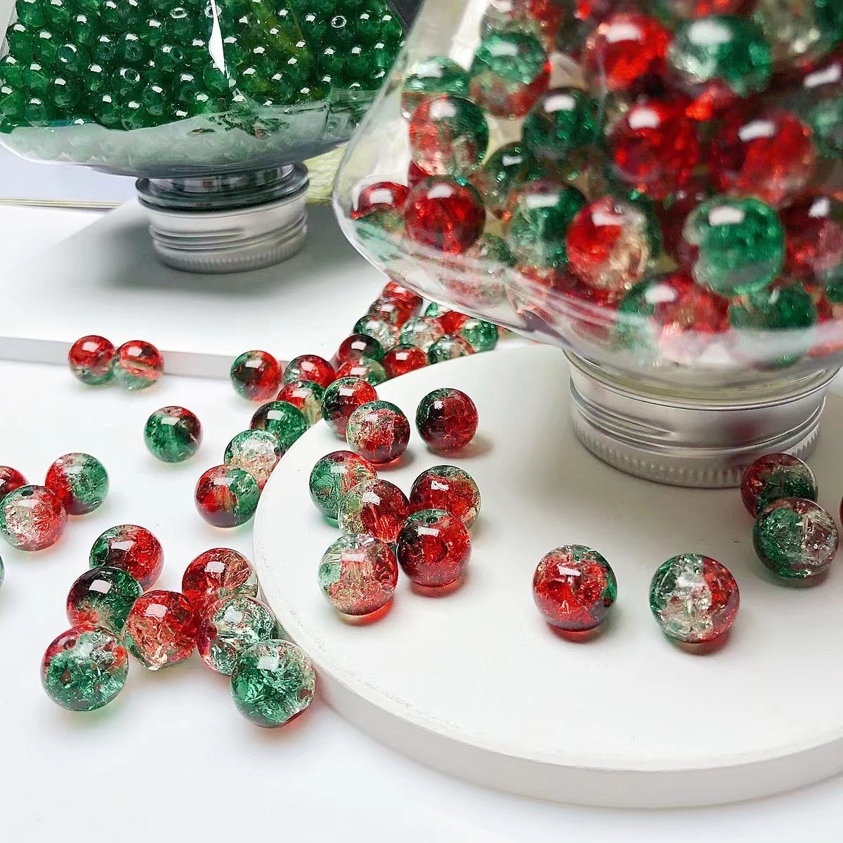 40pcs  glass beads bulk - Chrismas glass beads-Plum blossom glass beads bracelet necklace earrings