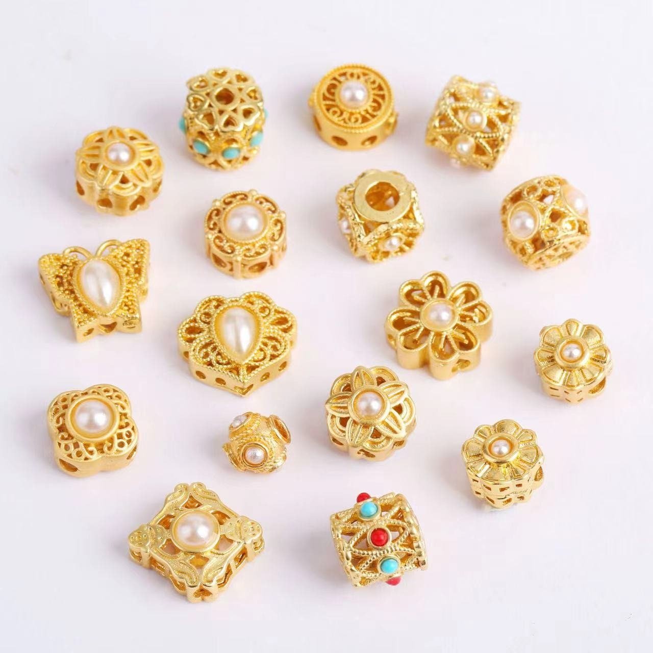 10pcs copper plated gold pearl  spacer beads - drum bead - tube spacer beads - beads for you