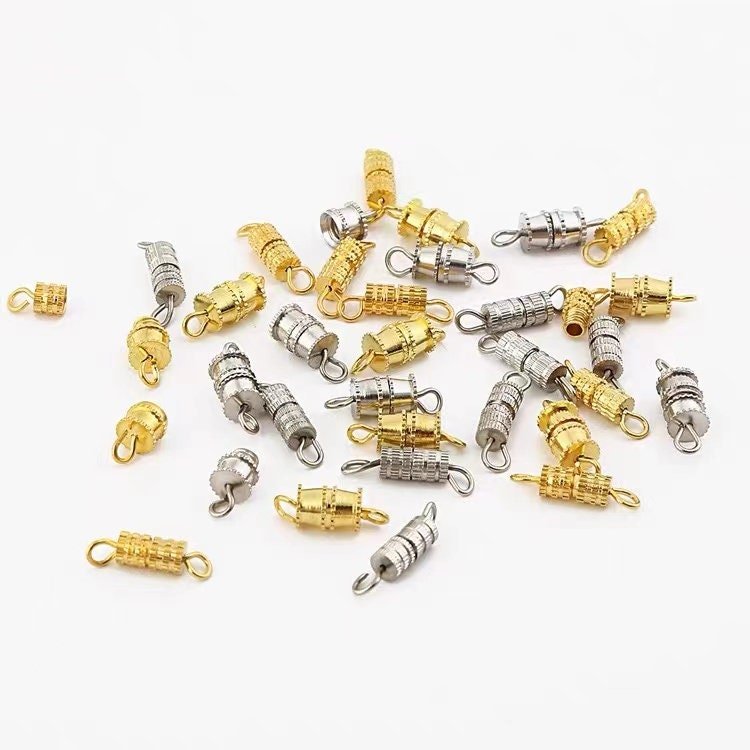 20pcs Gold or Silver Barrel Screw Clasp - Screw-On Closure for DIY Necklaces & Bracelets