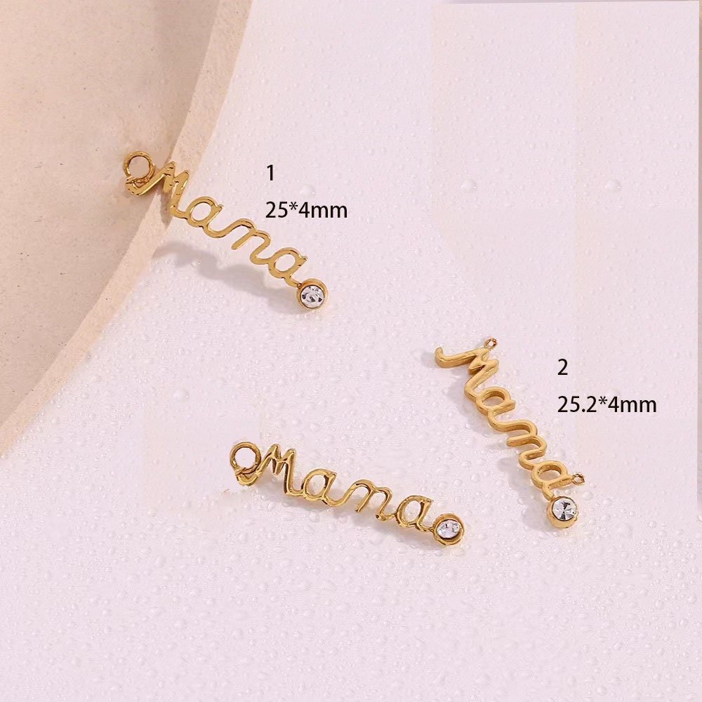 2 piece Gold Filled MAMA Charm - Mini  Script Pendant for Necklaces & Bracelets and earrings - Mom Gift Jewelry