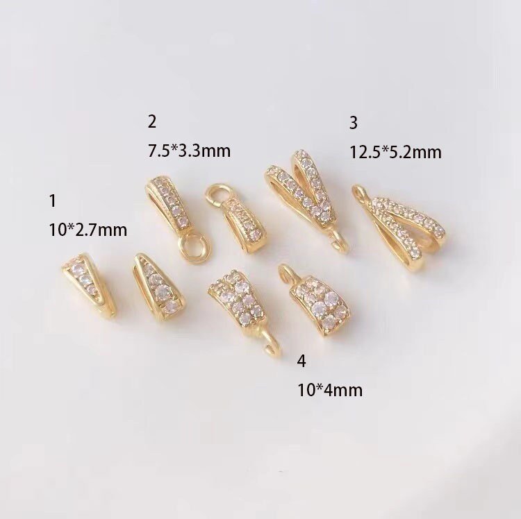 6pcs Gold Micro Pave Bails - Minimalist Snap Clasp Jewelry Findings for DIY Making Kits