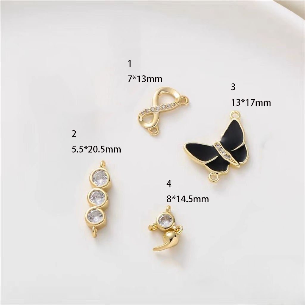 2pcs Mini Gold Charm Connector - Link for DIY Necklace & Bracelet Jewelry Making