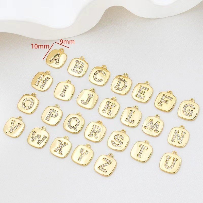 1X Gold Micro Pave Initial Pendant - Choose Your Letter A-Z - Personalized Add-on Charm for Necklaces