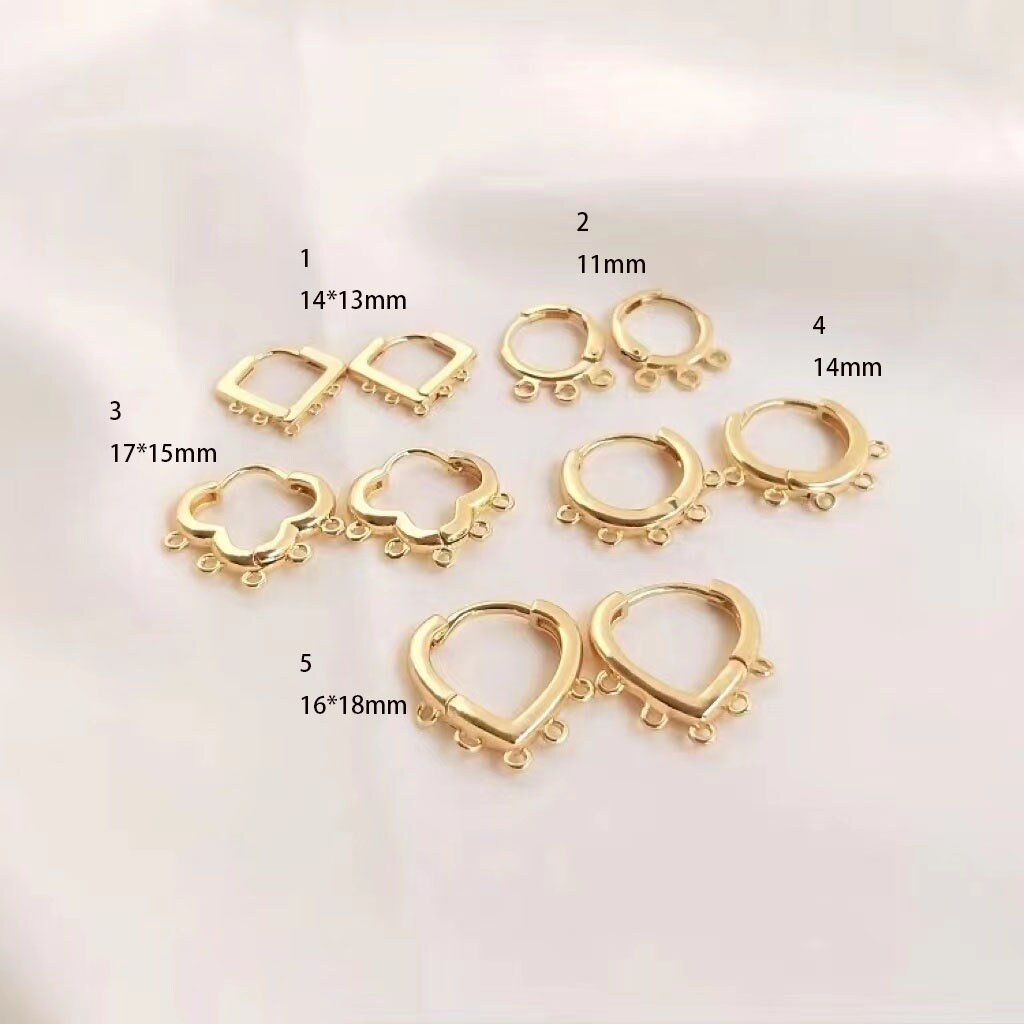 6pcs 18K Gold Plated Teardrop Hoop Huggie with Open Link Lever - Earring Making Findings