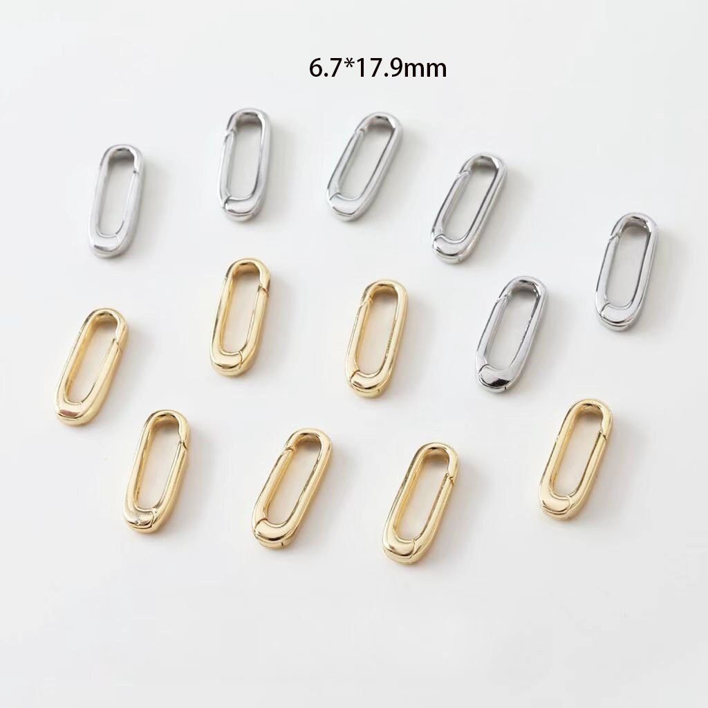 3pcs Gold Push in Oval Clasp For Charm Holder Clasp Pendants, clasp enhancer Necklace Component