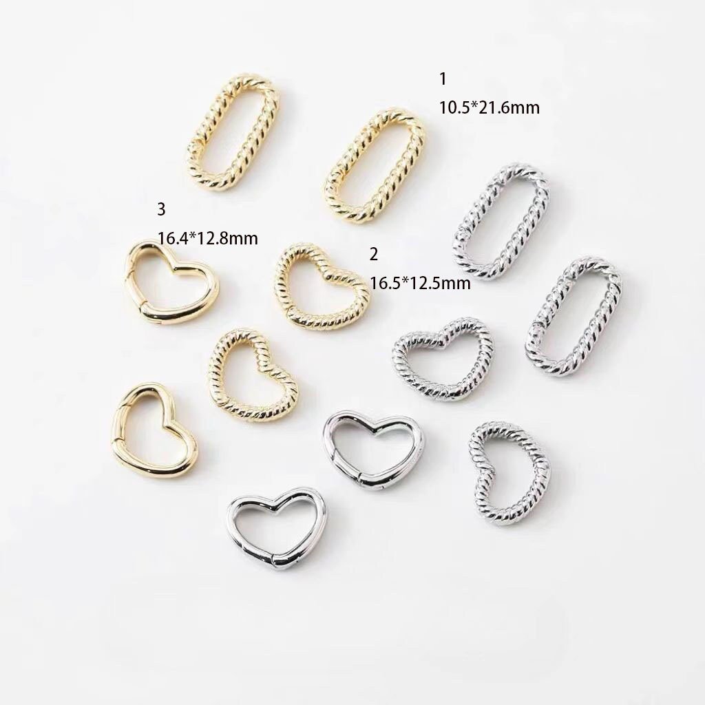 4pcs  Twisted Gold Spring Gate Ring - Marine Rope Push Gate Ring for Charms and Connectors