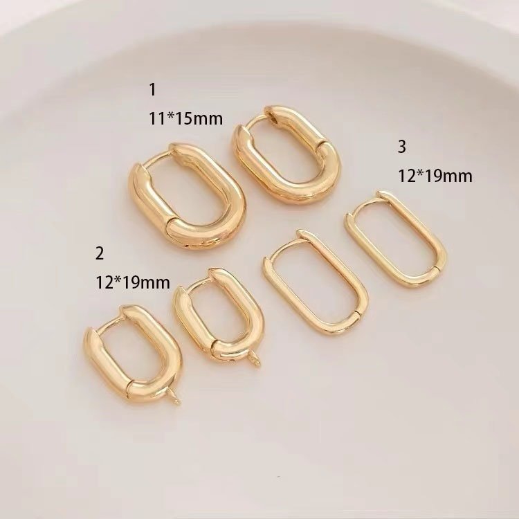 4pcs Dainty Squared Gold Hoop Earrings - Chunky Everyday Bold Zoom Shape Statement Jewelry