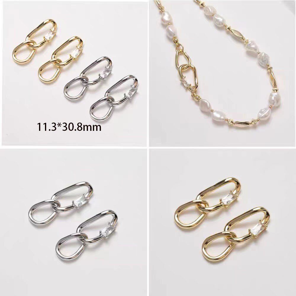 4pcs Silver and 18k Gold Filled Link Connector - Bracelet & Necklace End Clasp - DIY Jewelry Making Supply