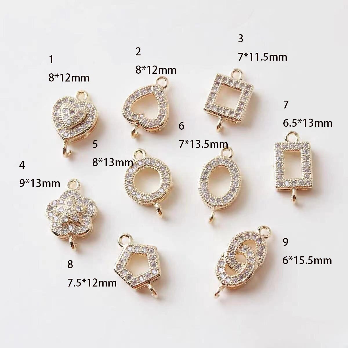 4pcs Gold Micro Pave CZ Link Connector - Chain Separator for DIY Bracelet & Necklace Making