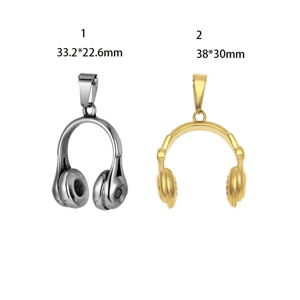 1piece Gold and silver Filled stainless steel  Music Headphones Minimalist Pendant