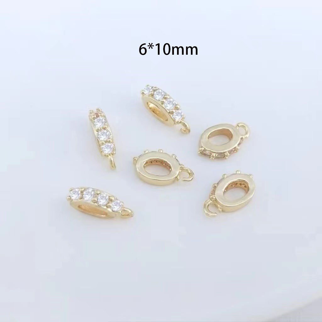 6pcs Gold Filled brass  Bail with CZ Detail - Necklace Connector Findings for Jewelry Making