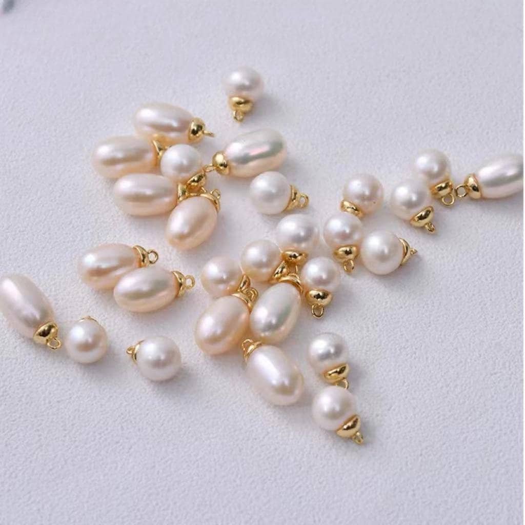 4pcs  Gold Filled Big Hole natural fresh water Pearl drop - Wedding Jewelry Component for Necklaces & Earrings