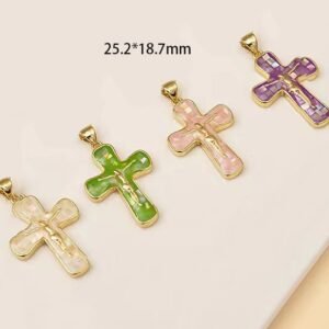 1 piece 14K Gold Filled Cross Pendant with Pearl - Christian Catholic Jewelry Making Component