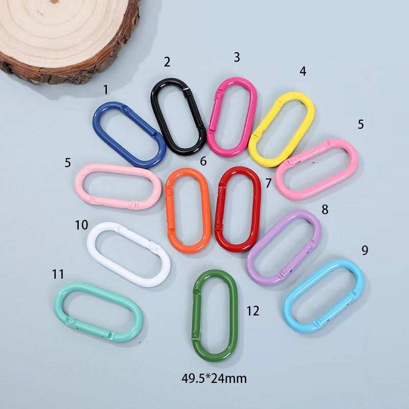 20pcs colorful Dainty Enamel round oval Spring Gate Ring - Charm Holder for Jewelry Making