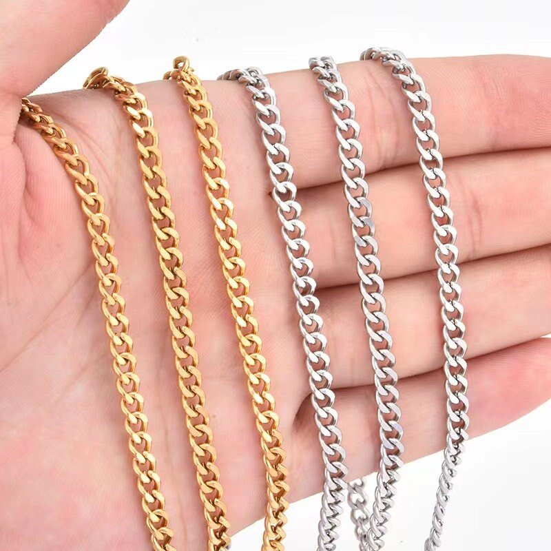 2 meter 18k gold filled gold stainless steel Curb  chain - dainty gold chain - unique gold chain - thick gold chain