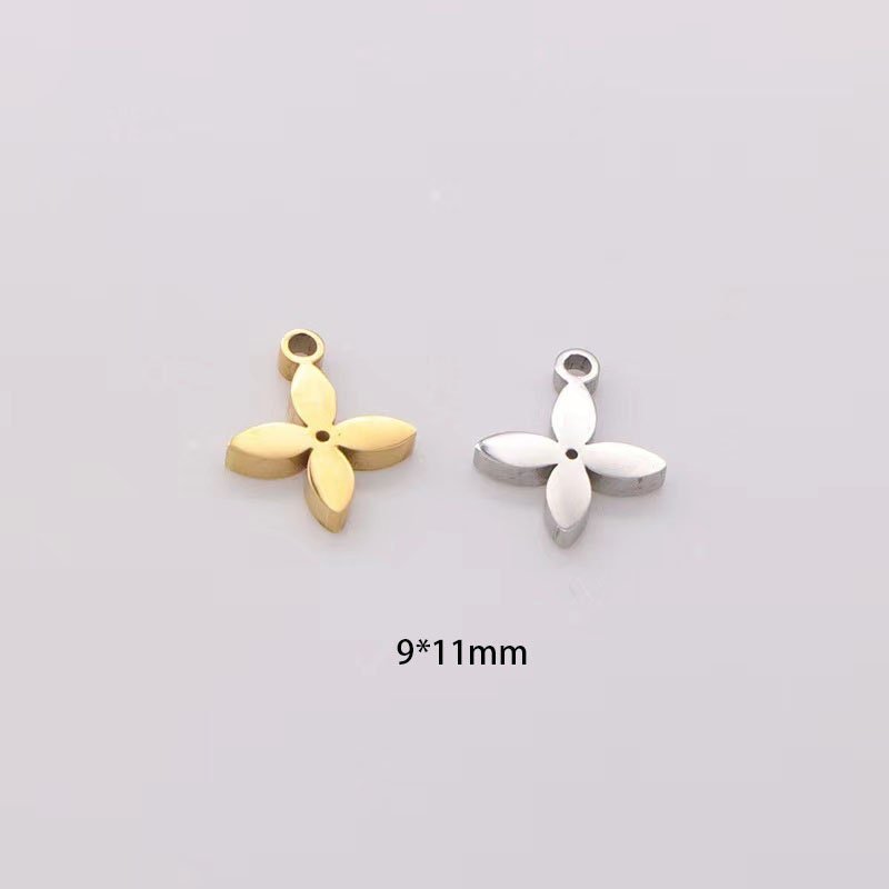 5pcs Dainty Gold Flower Charms - Mini Monogram Flower Charms in Bulk