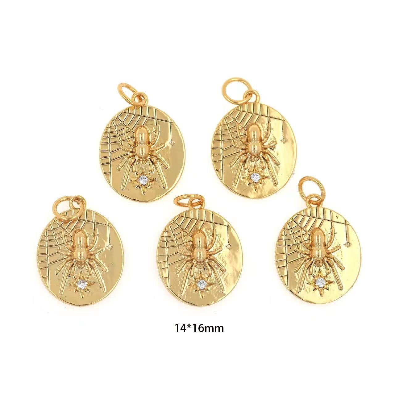 2pcs 18k gold plating Small Spider Charm - Insect charm for  Halloween Gothic Charm for  Necklaces making