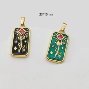 2 pieces  18k Gold sun flower Pendants for Jewelry making