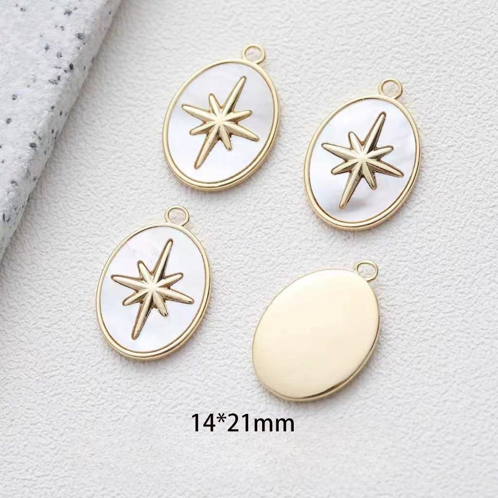 2pcs Gold Filled White Shell Pearl starburst Pendant for jewelry making