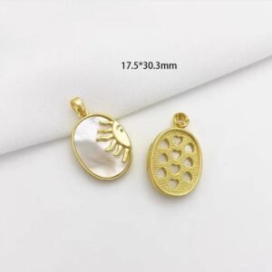 2pcs 18k Gold Filled White Shell Pearl Sun Pendant - Sunrise Morning Sun Burst Dainty Charm for Necklace and Bracelet