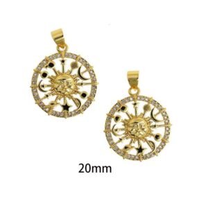 2pcs 18k Gold Filled Sunshine Charm - Sun Rays Galaxy Pendant for Celestial Jewelry