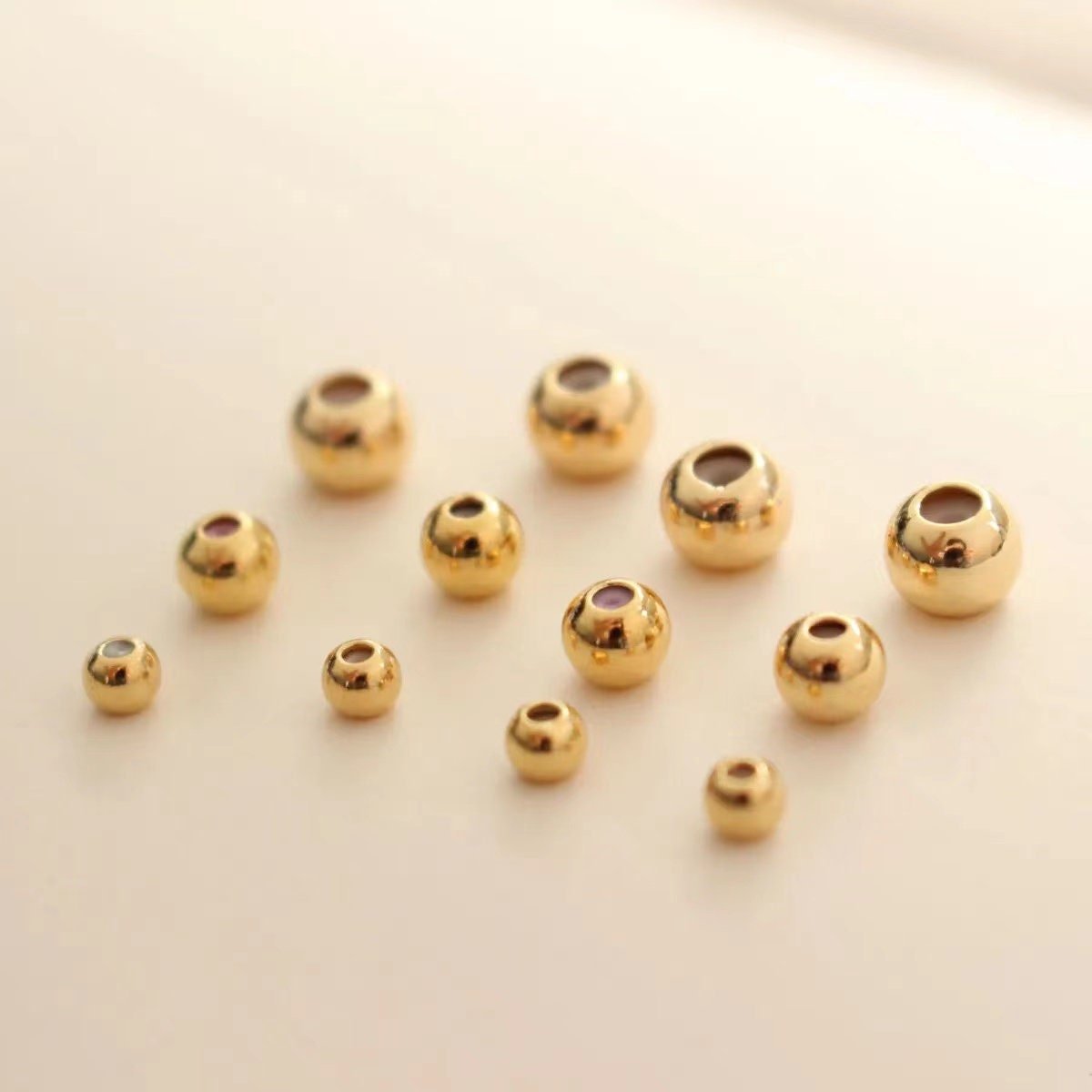 10pcs  Gold  Spacer Beads with Embedded silicone  3mm,4mm,5mm for jewelry making supplies