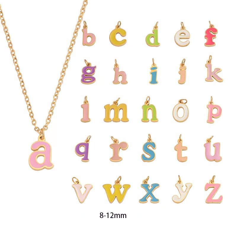 1 piece Dainty  Gold  Filled enamel Initial Letter Charms - Personalized Alphabet Bracelet & Necklace Pendants