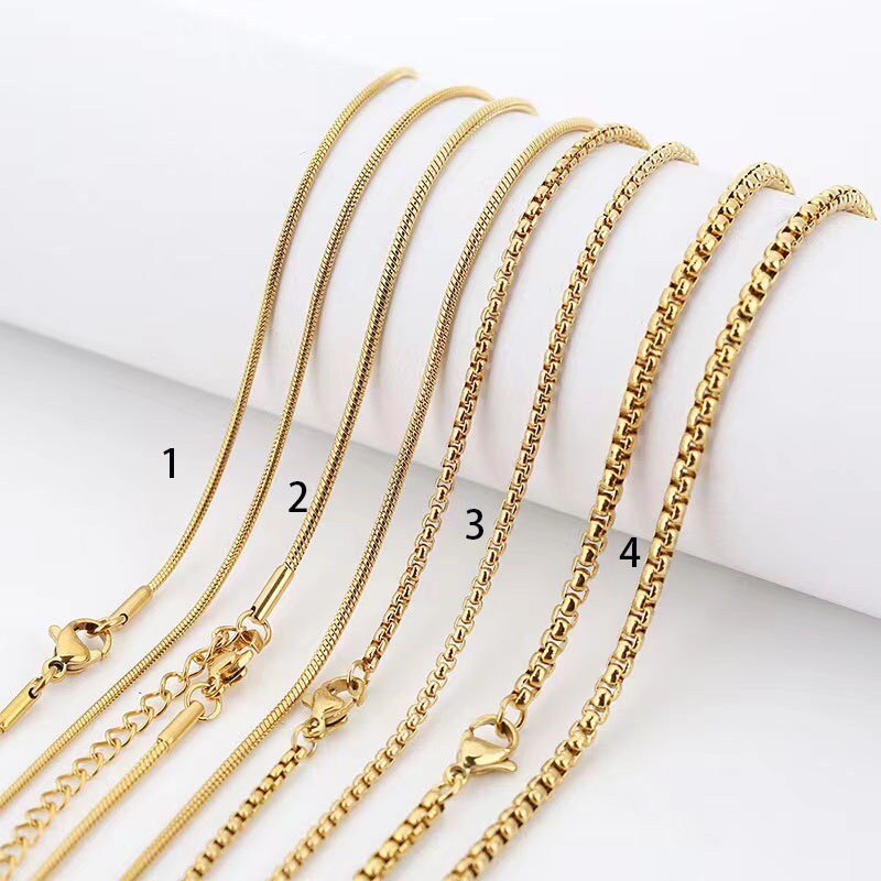 5pcs Dainty Snake Chain Necklace - 18K Gold Herringbone Snake Chain Jewelry