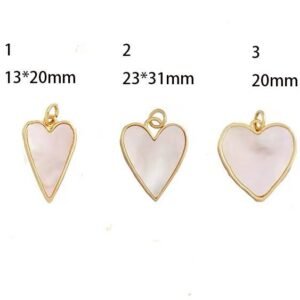 1 piece 14K Gold Plated Pearl long Heart Pendant - Pearly White Shell Heart Charm