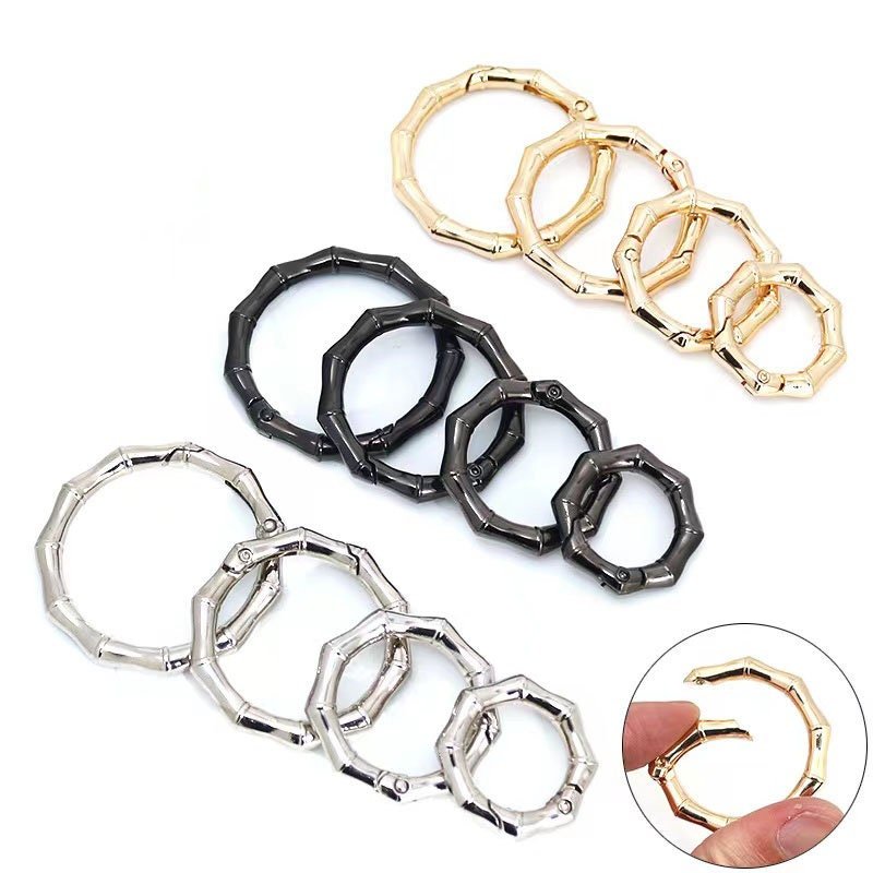 10pcs Dainty Gold , silver & Black Filled Sun Gate Ring - Spring Loaded Octagon Charm Holder