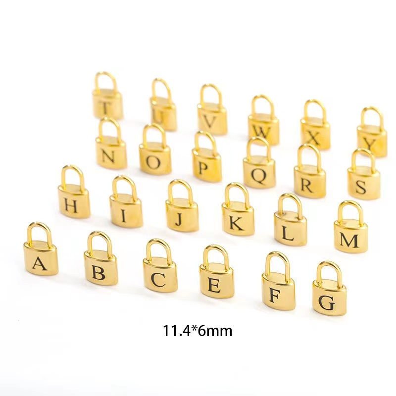 1 piece Gold Filled Initial Padlock Charms - Personalized Alphabet Letter Lock Pendants for Jewelry Making