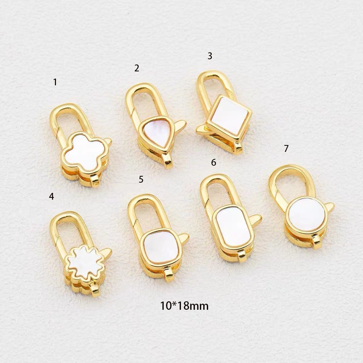 1 piece  14K Gold Filled white pearl shell Oblong Trigger Snap Closure - Swivel Gate Finding for Jewelry Making