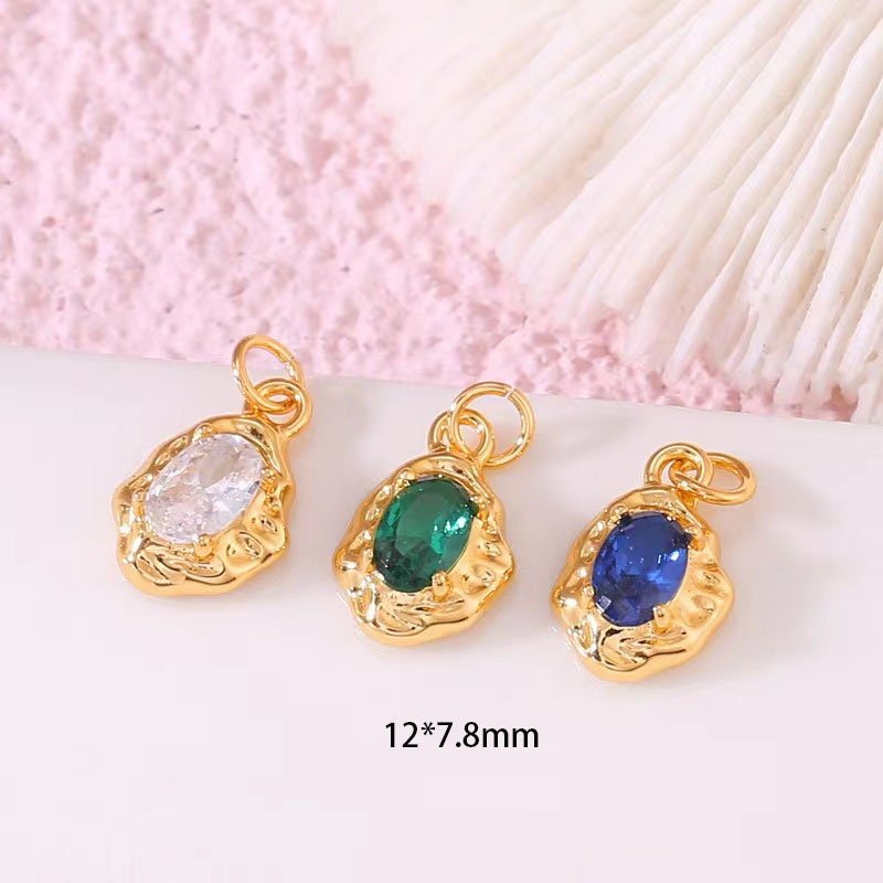 4pcs 14K Gold Filled Clear, blue and green Micro Pave CZ Molten irregular Pendant - Dainty Pendant for Minimalist Jewelry Making